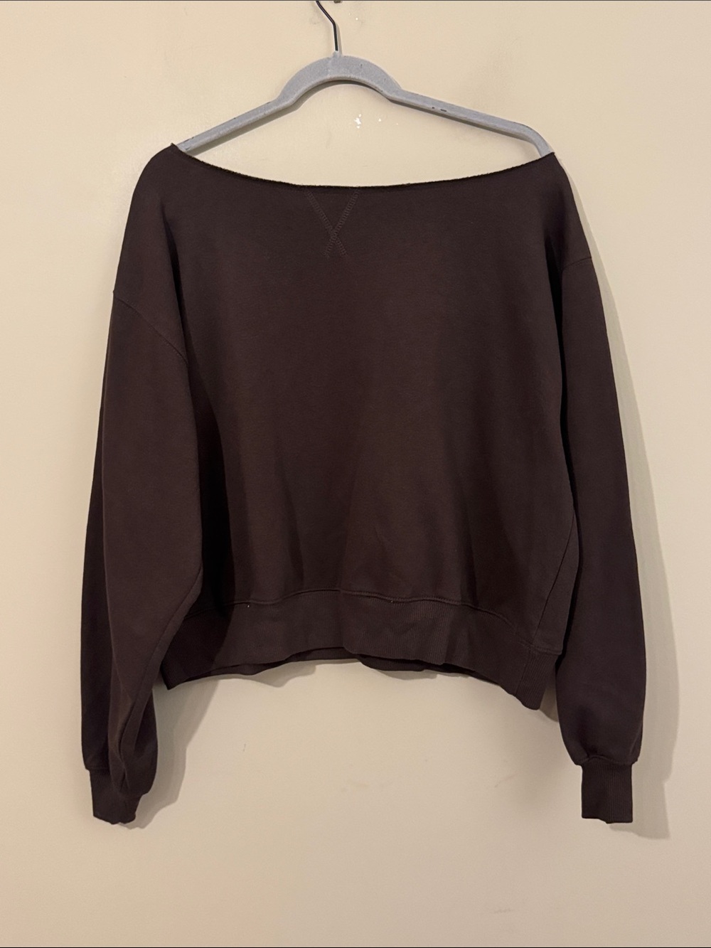 NWOT- BP Off the Shoulder Sweatshirt, Brown, size Large